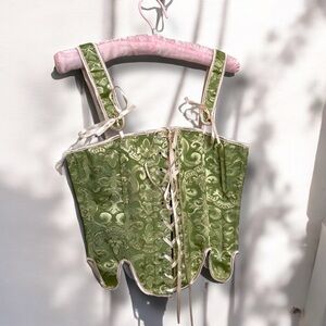 NEW Green Floral Corset Top Fairycore French cottage whimsy bridgerton L